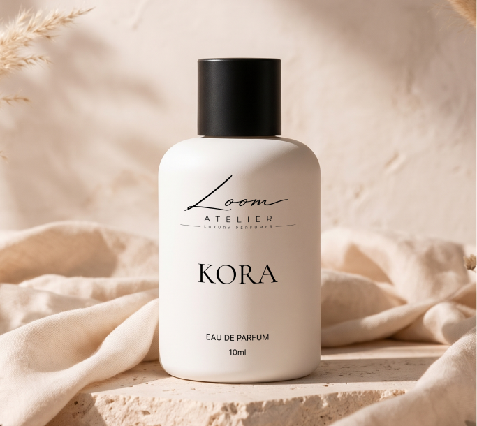 KORA Eau de Parfum on stone and linen